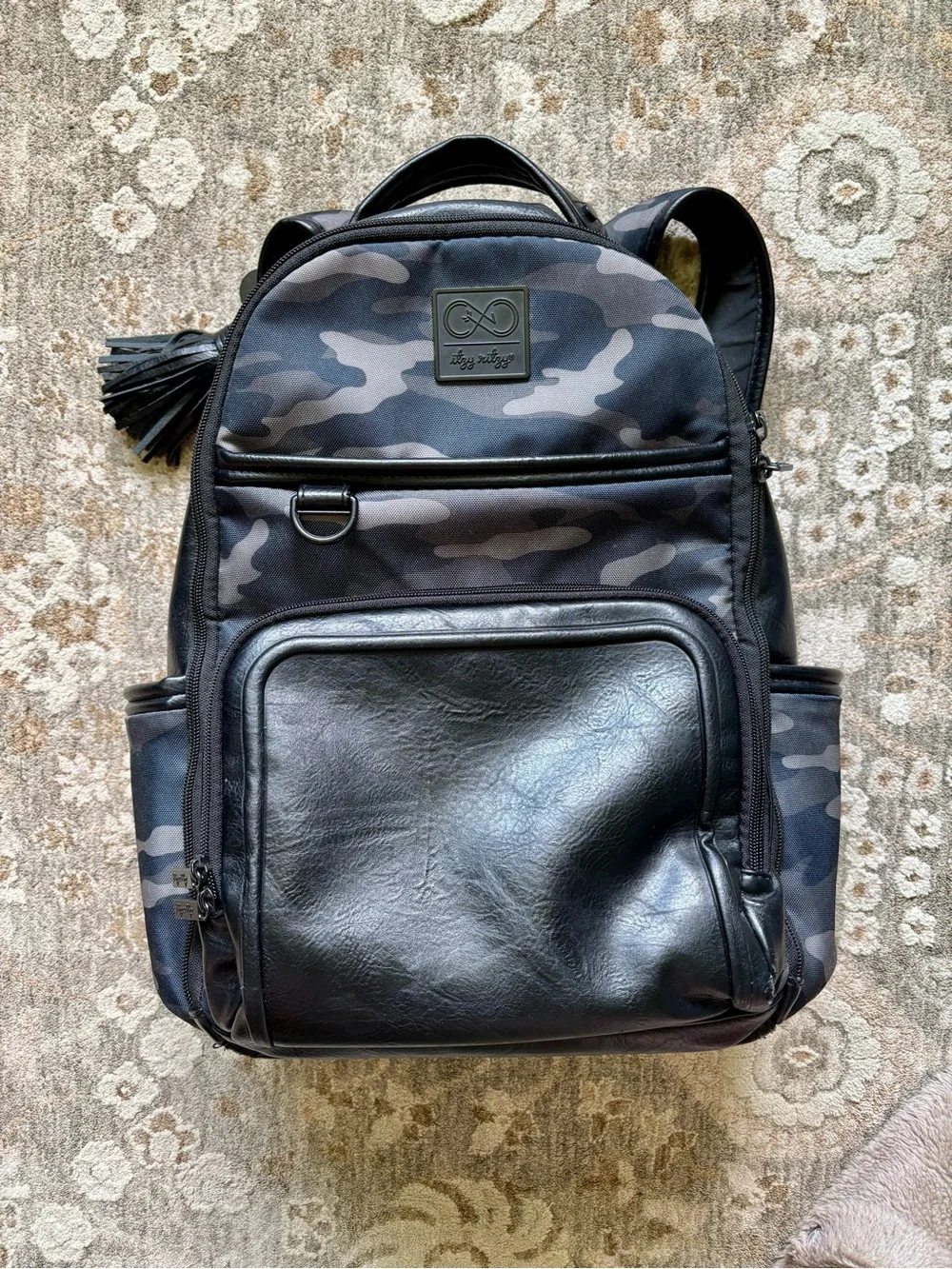 Itzy Ritzy Black Gray Camo Baby Bag Backpack